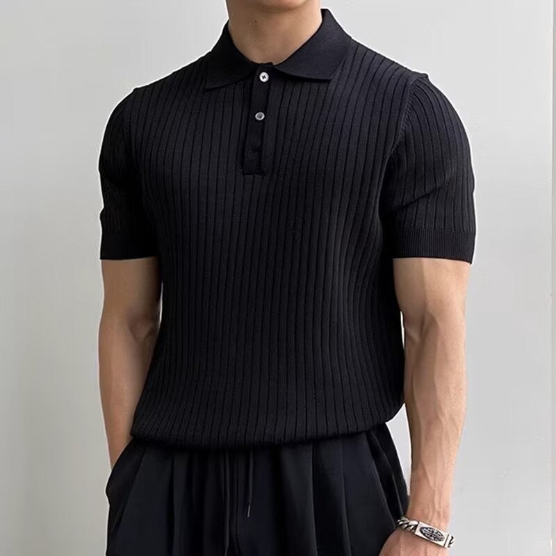 Ribbed Knit Polo
