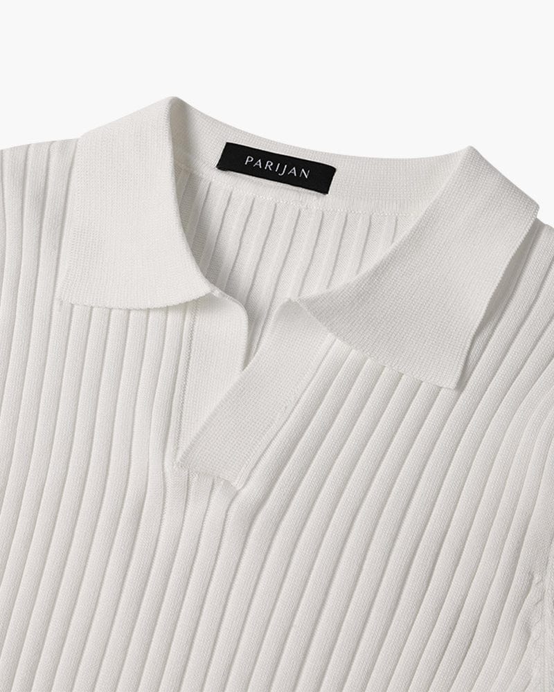 Knit Open Collar Polo