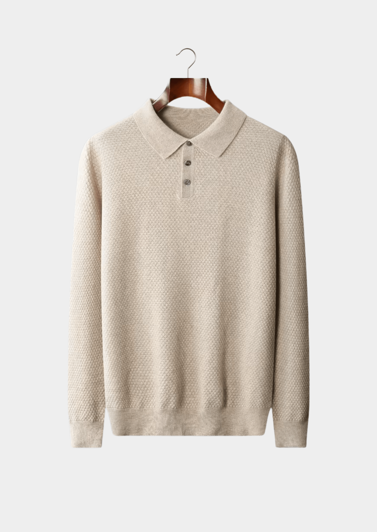Premium Kaschmir Strukturierter Sweater-Polo