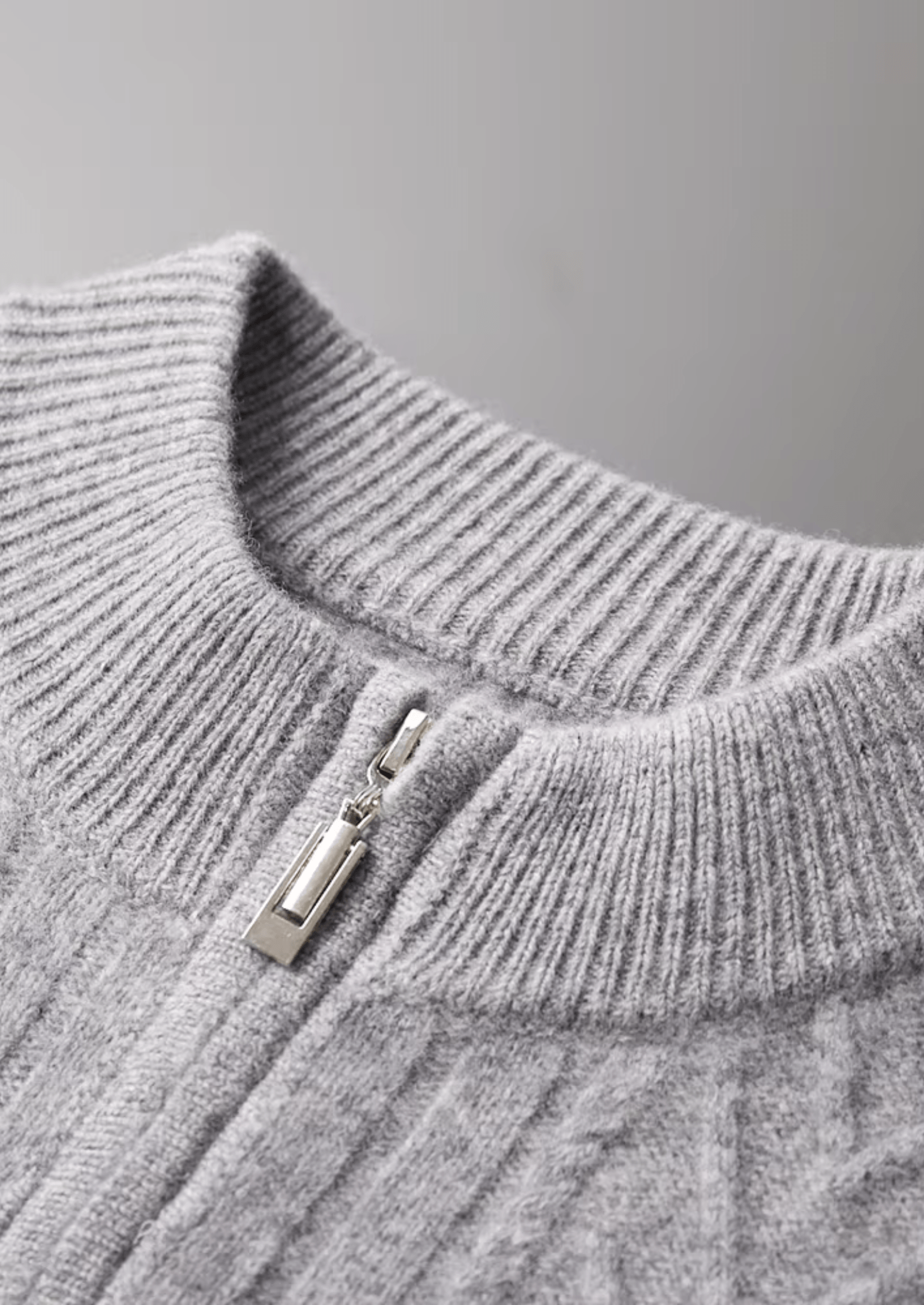 Reine Extrafeine Merinowolle Gemusterter Zip-Cardigan