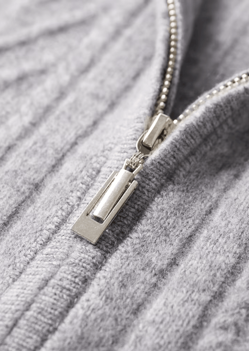 Reine Extrafeine Merinowolle Gemusterter Zip-Cardigan