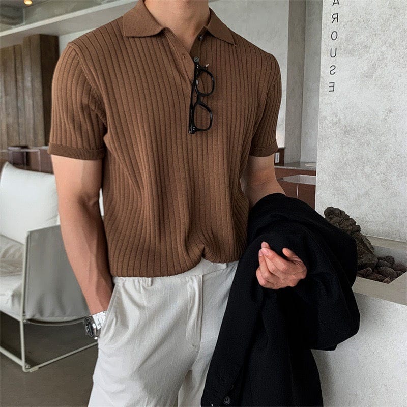 Ribbed Knit Polo