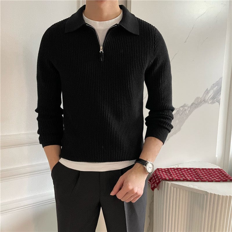 Waffle Knit Zipped Sweater