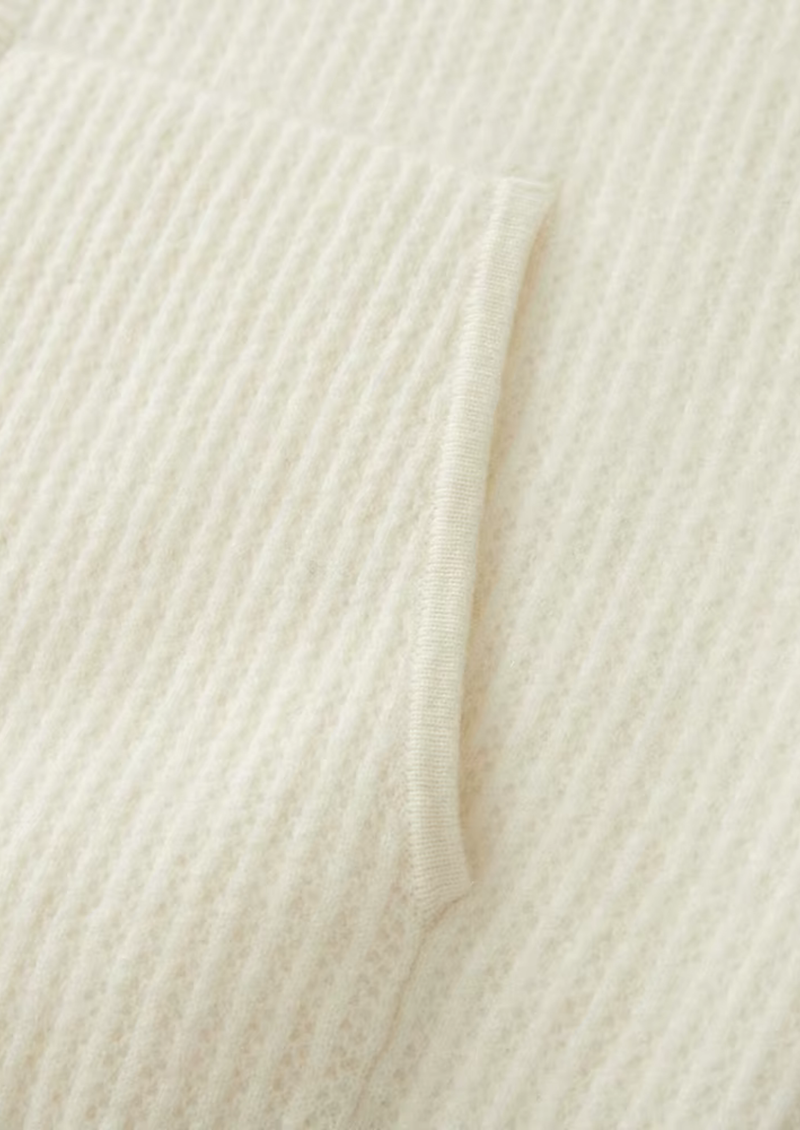 PURE EXTRA-FINE MERINO WOOL RIBBED ZIPPER HOODIE