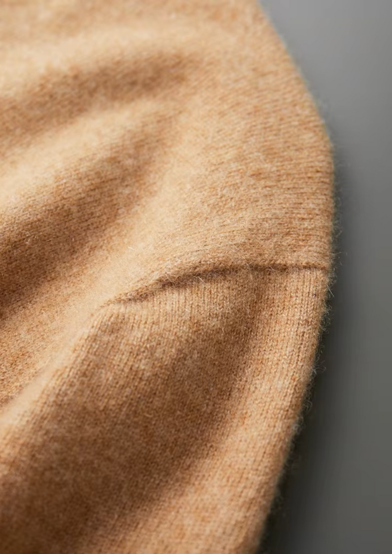 Premium Kaschmir Mock Neck T-Shirt