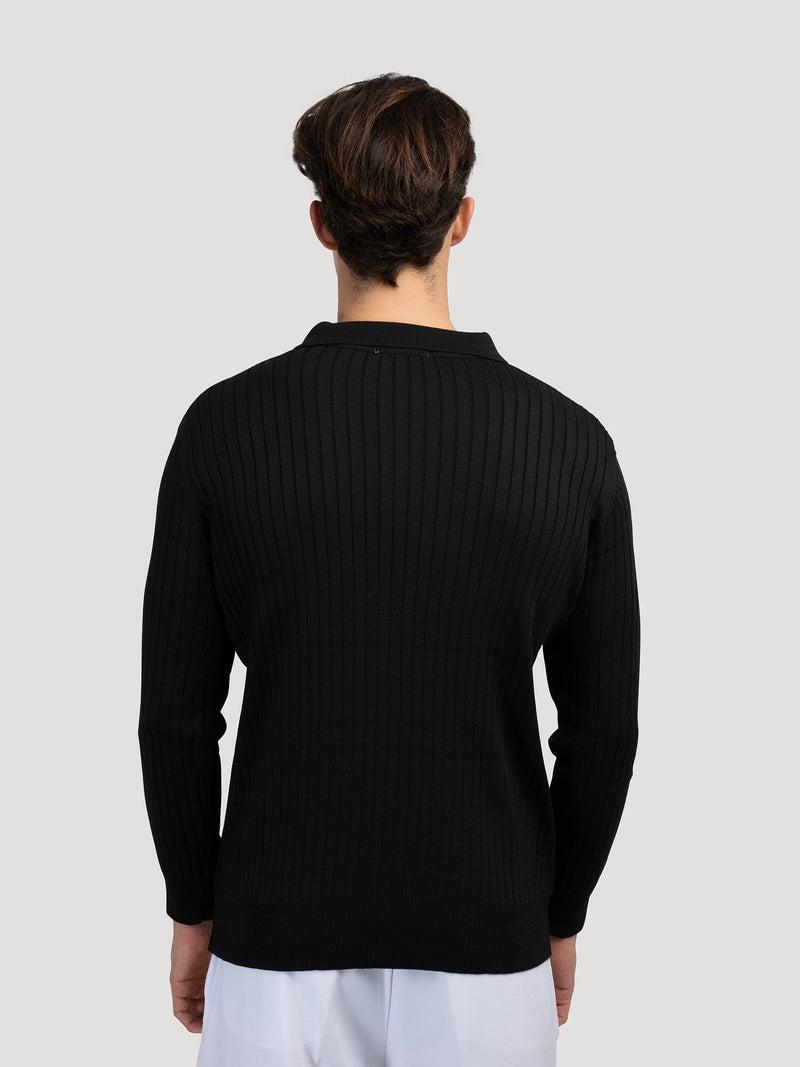 Ribbed Long-Sleeve Polo