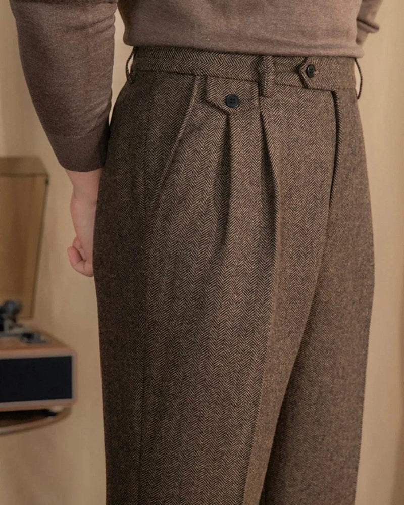 Herringbone Wool Trousers