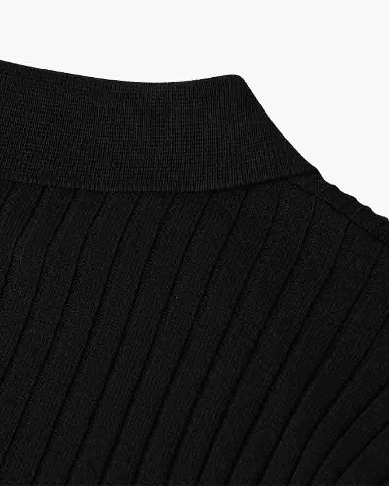 Knit Open Collar Polo