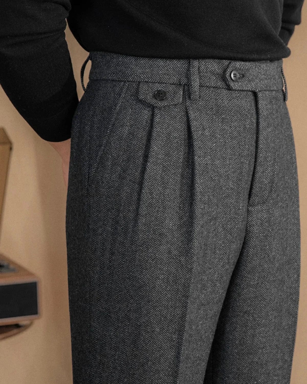 Herringbone Wool Trousers