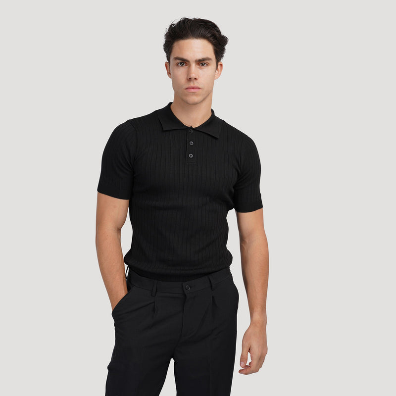 Ribbed Knit Polo