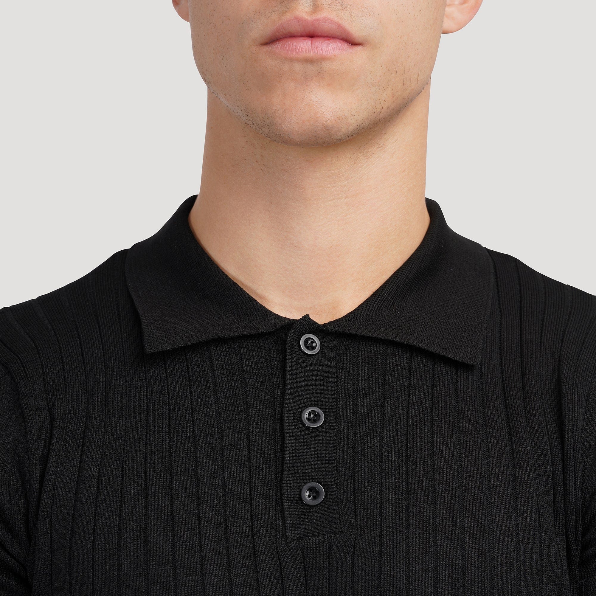 Ribbed Knit Polo