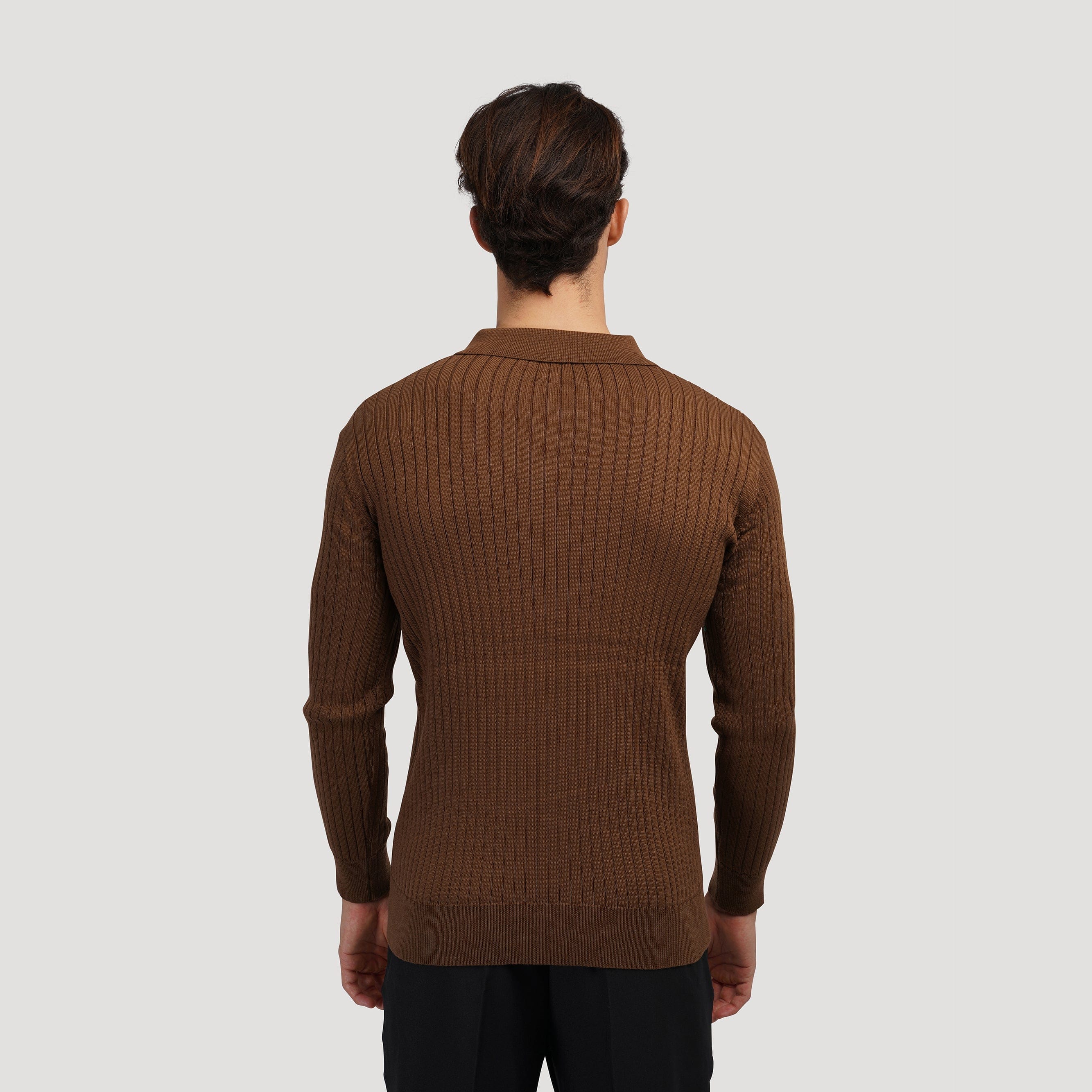 Ribbed Long-Sleeve Polo