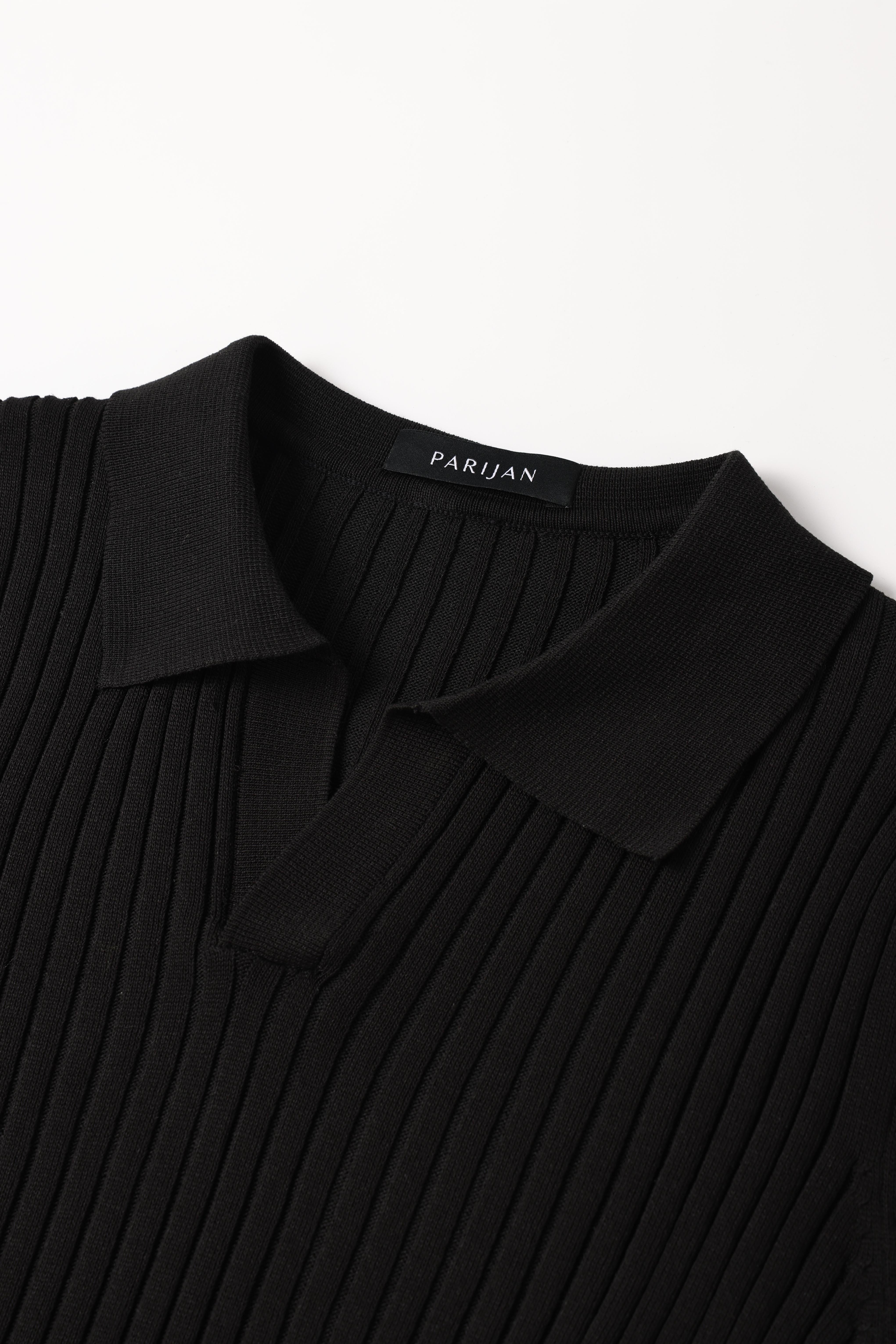 Knit Open Collar Polo