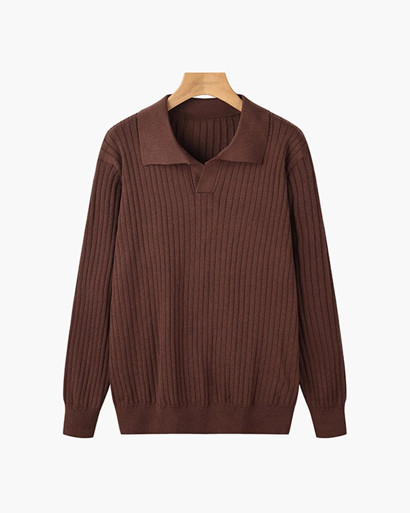 Ribbed V-Neck Polo