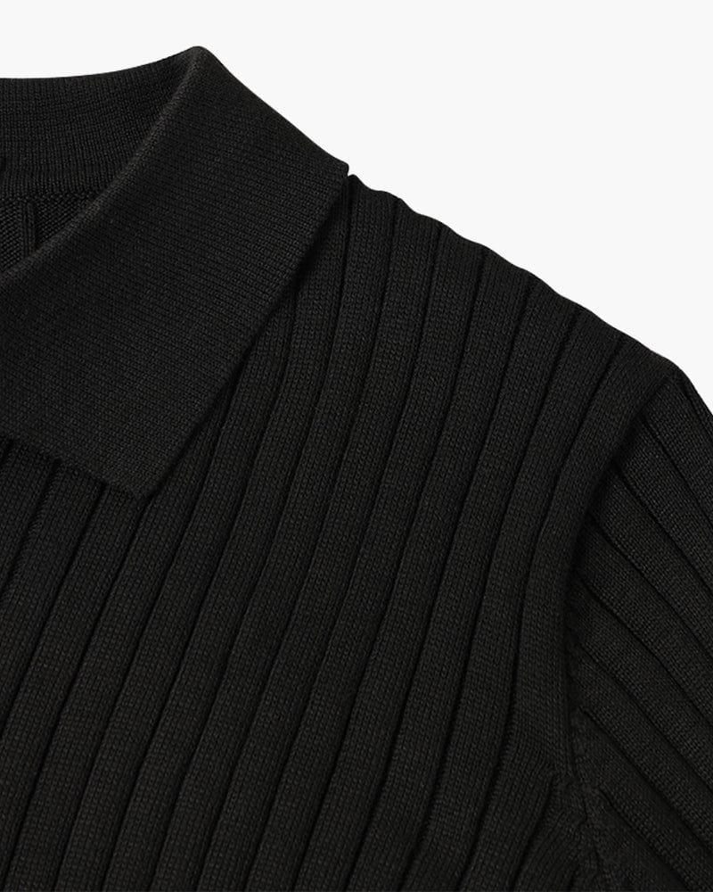 Ribbed V-Neck Polo