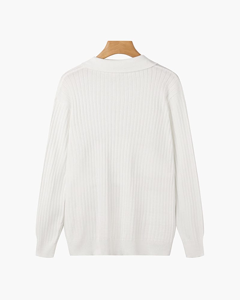Ribbed V-Neck Polo