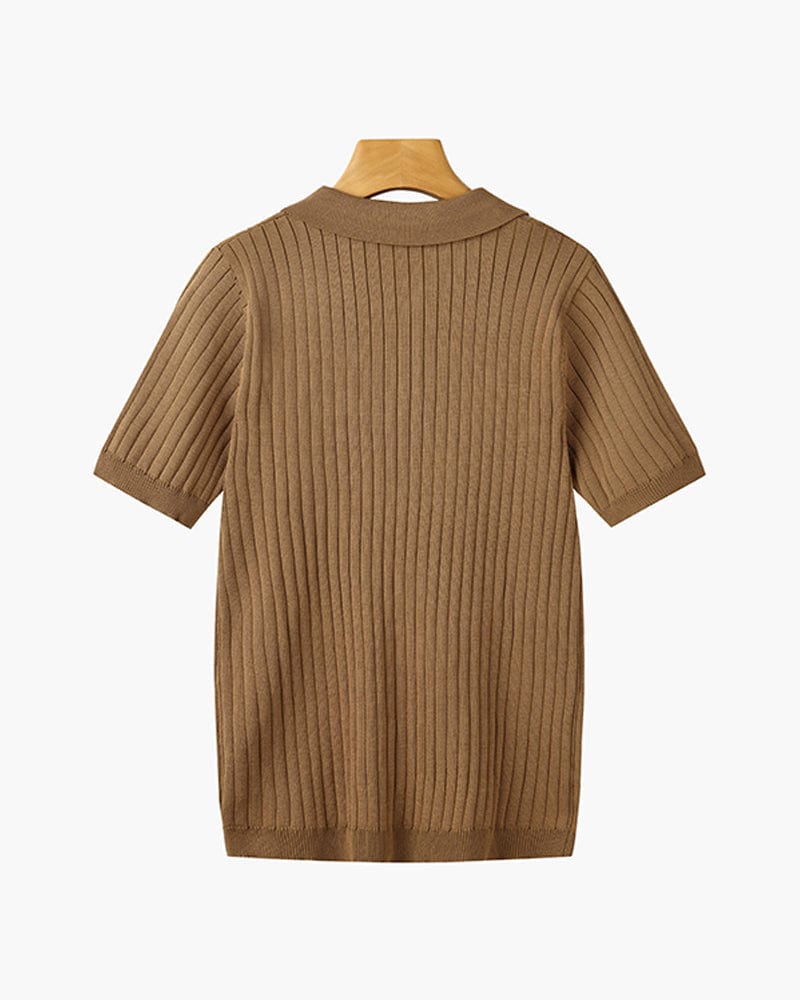 Ribbed Knit Polo