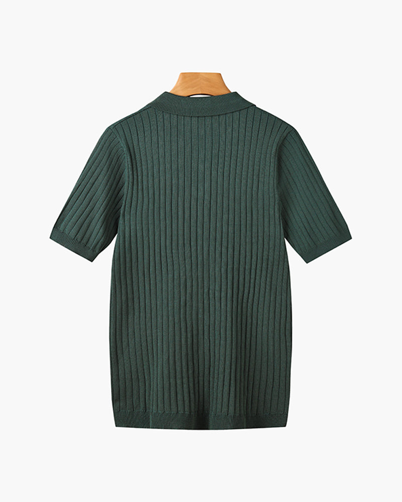 Ribbed Knit Polo