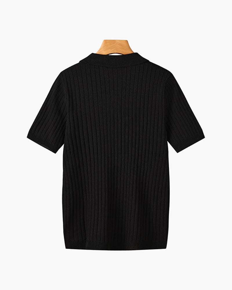 Ribbed Knit Polo