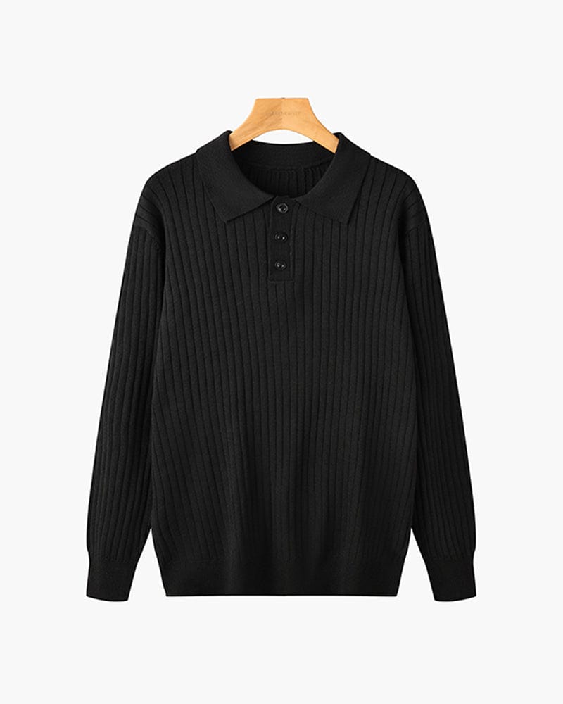 Ribbed Long-Sleeve Polo