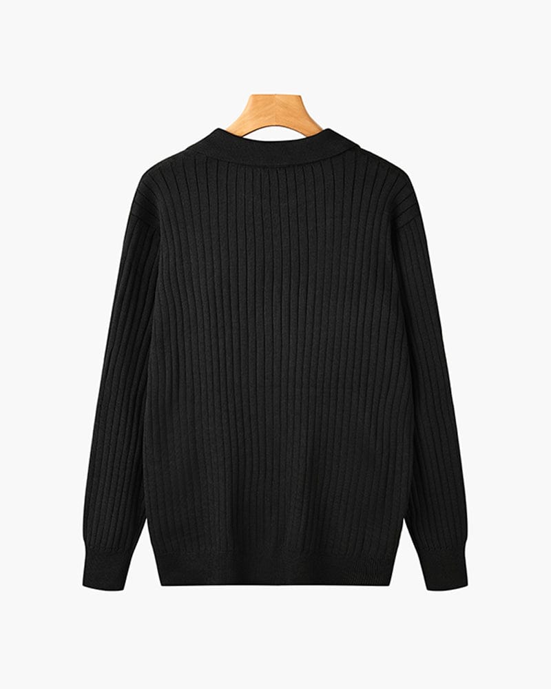 Ribbed Long-Sleeve Polo