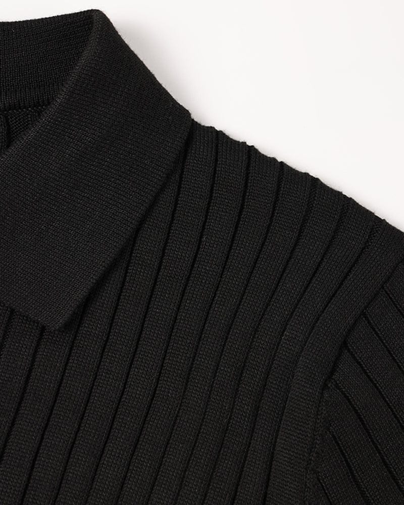 Ribbed Long-Sleeve Polo