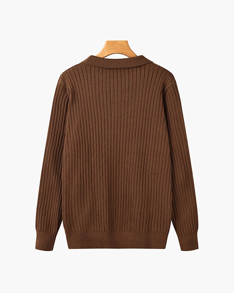 Ribbed Long-Sleeve Polo