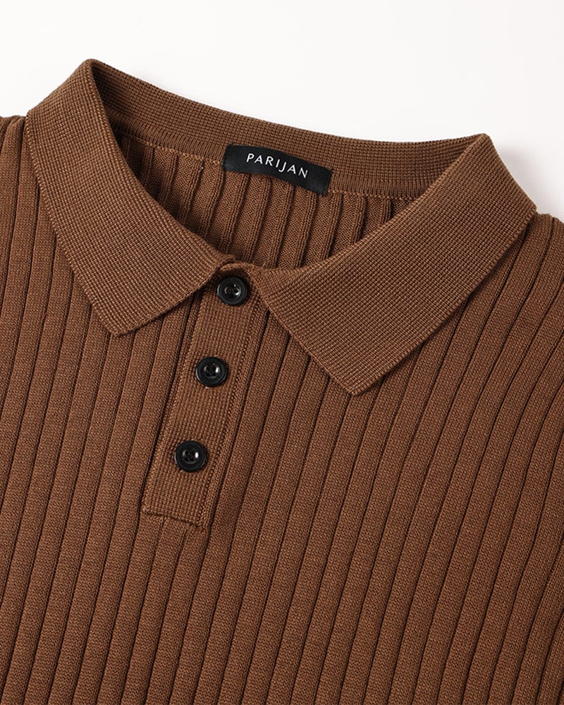 Ribbed Long-Sleeve Polo