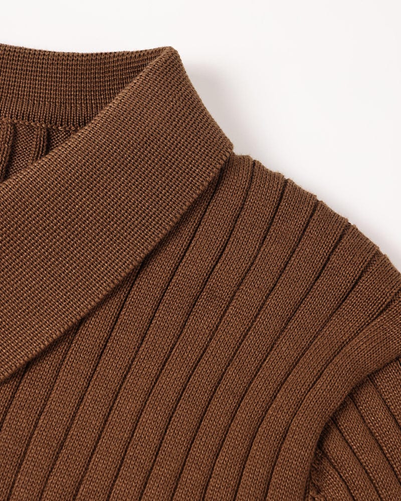 Ribbed Long-Sleeve Polo