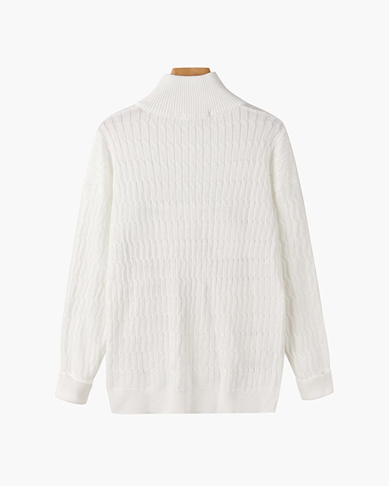 Textured Knit Half Zip Sweater