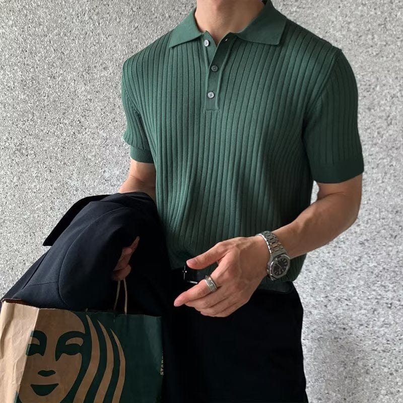 Ribbed Knit Polo