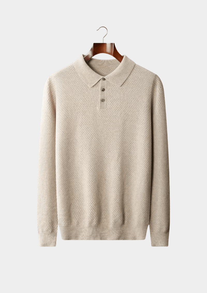 Premium Kaschmir Strukturierter Sweater-Polo