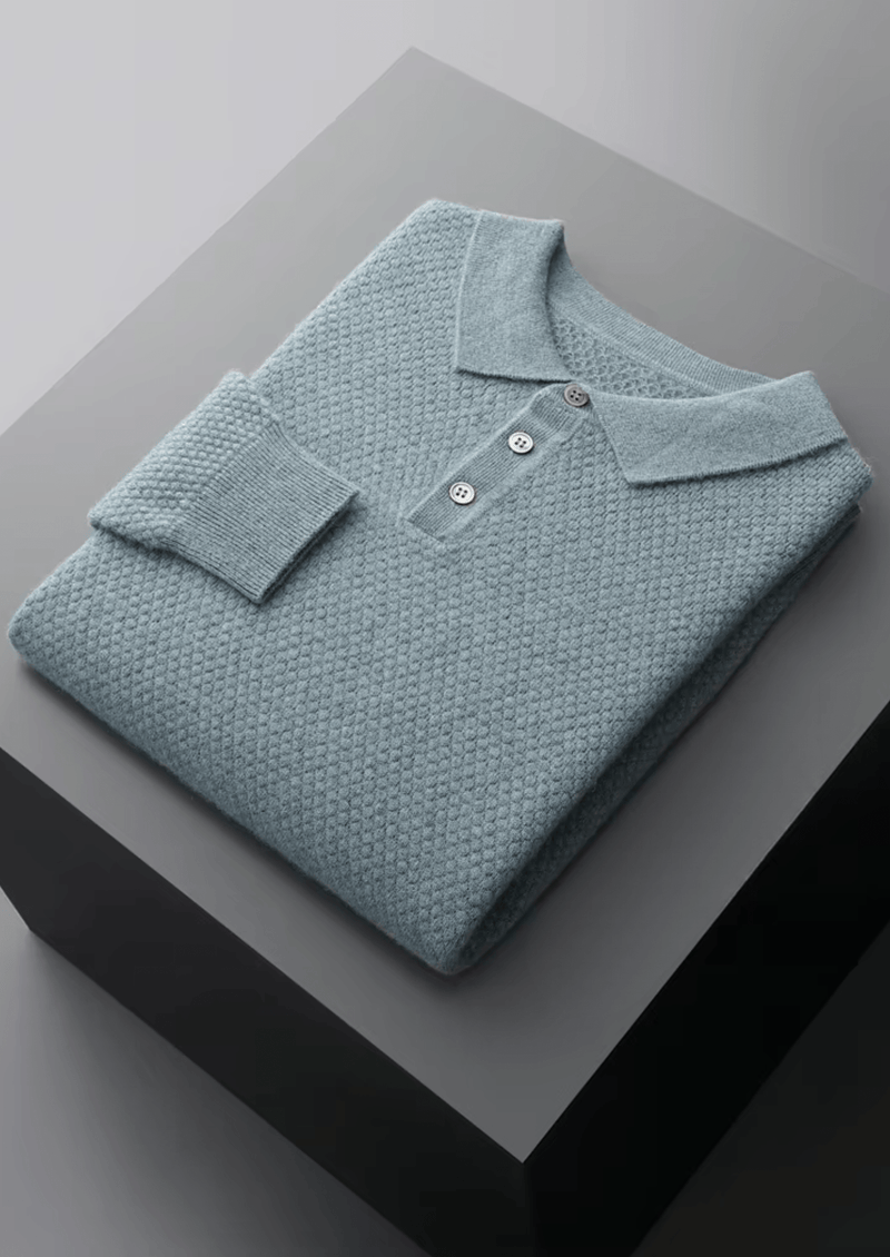 Premium Kaschmir Strukturierter Sweater-Polo