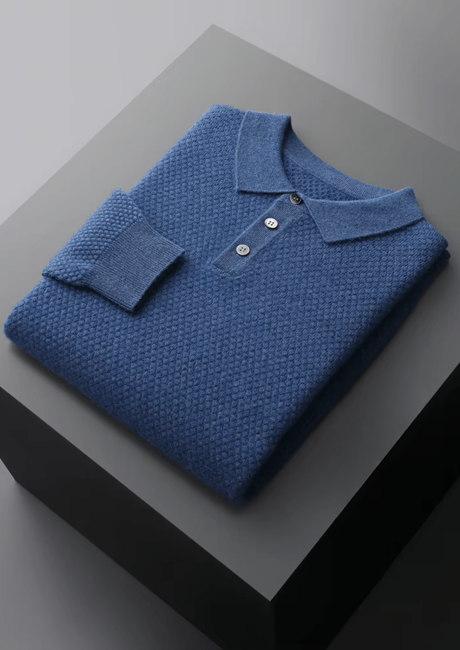 Premium Kaschmir Strukturierter Sweater-Polo
