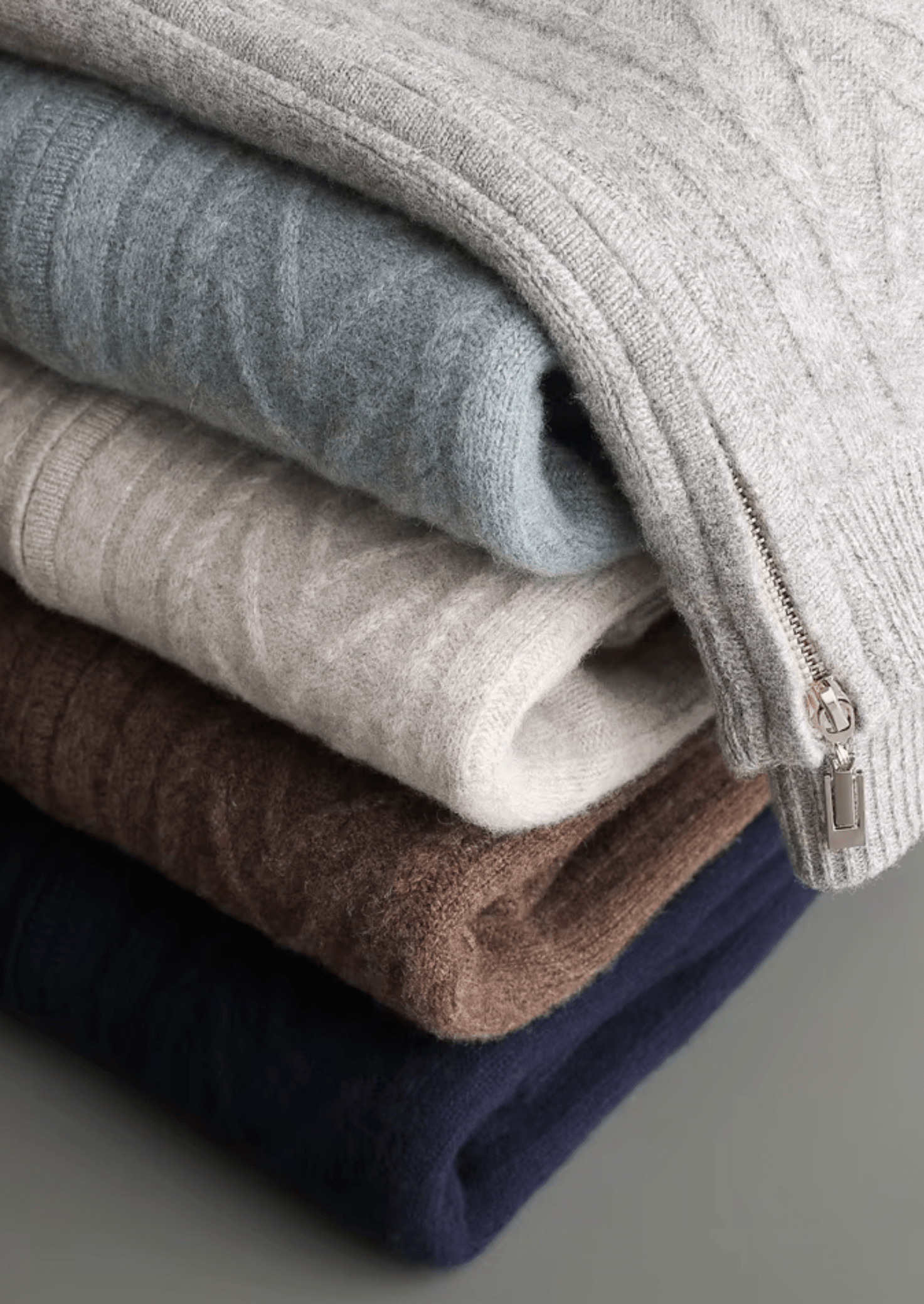 Reine Extrafeine Merinowolle Gemusterter Zip-Cardigan