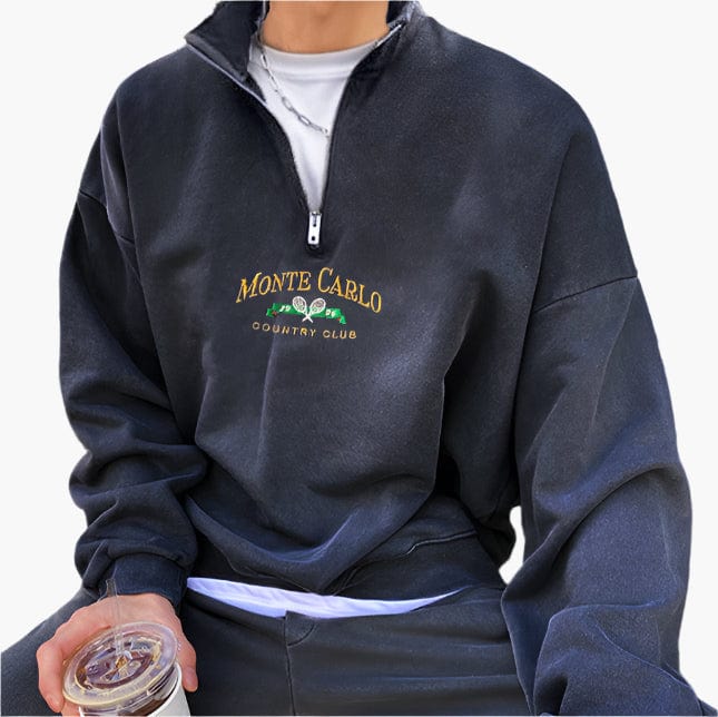 Embroidered Quarter Zip