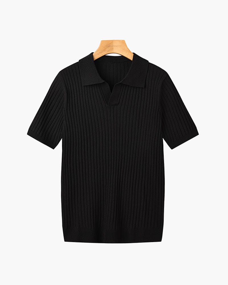 Knit Open Collar Polo