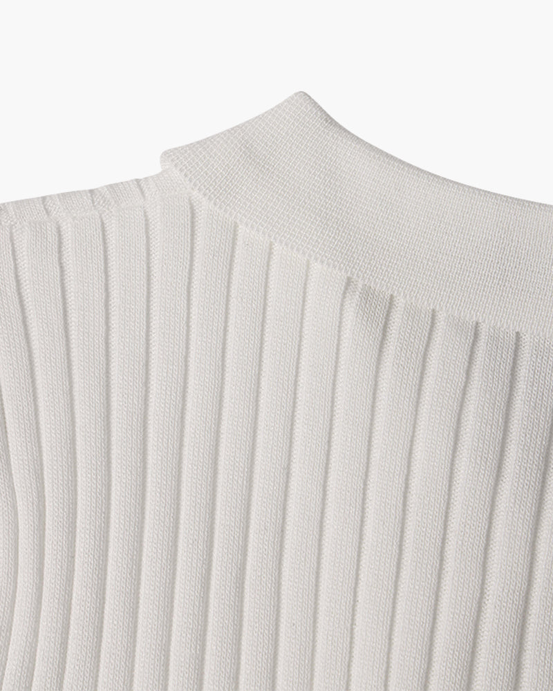 Knit Open Collar Polo