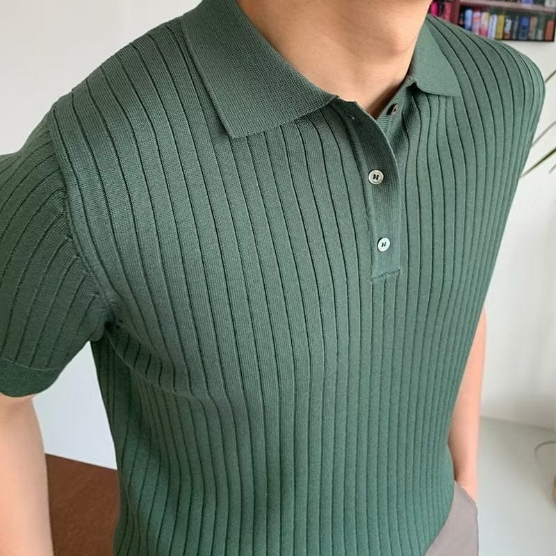 Ribbed Knit Polo