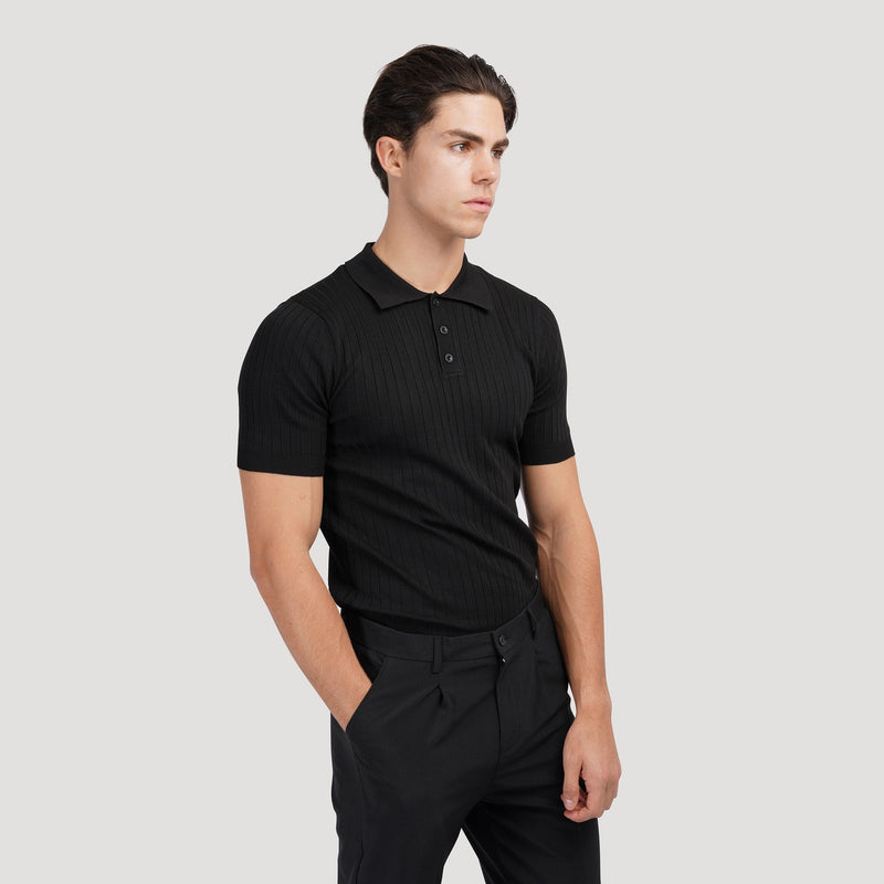 Ribbed Knit Polo