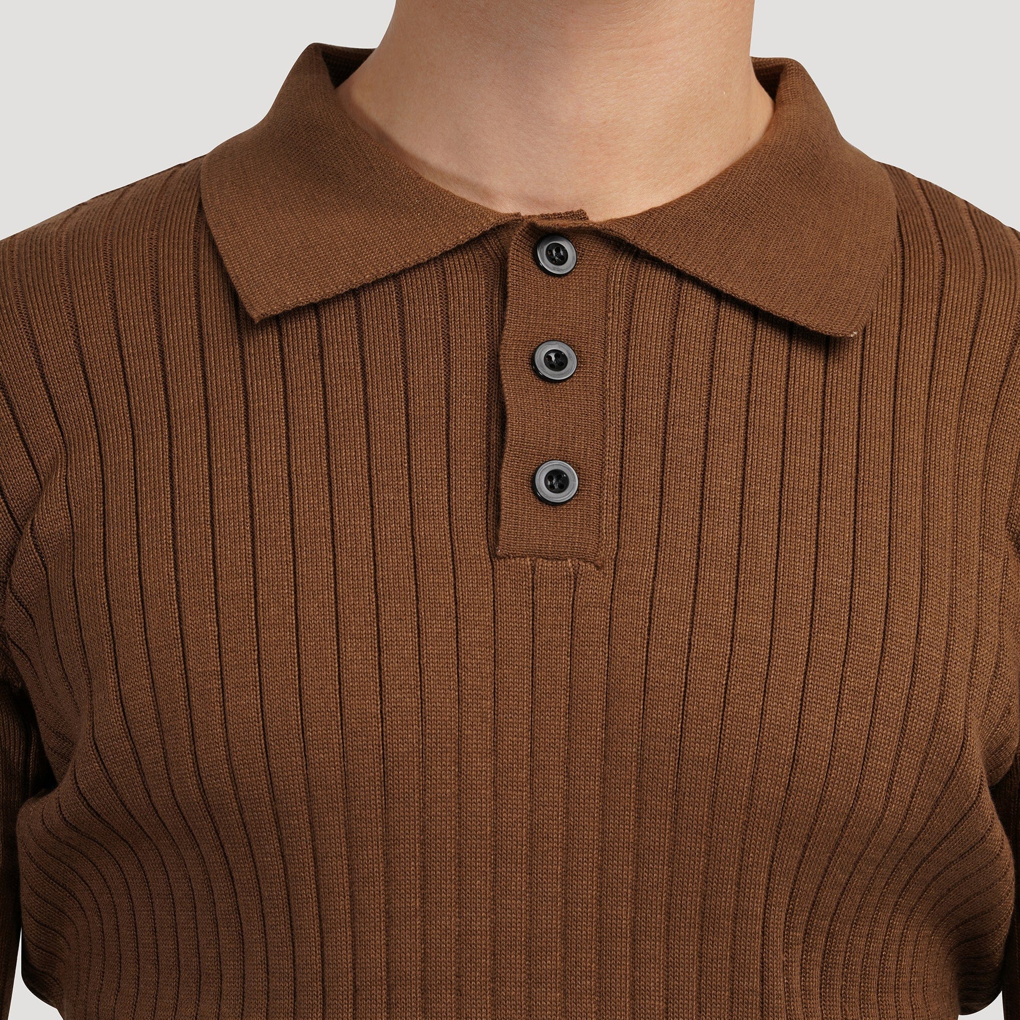 Ribbed Long-Sleeve Polo