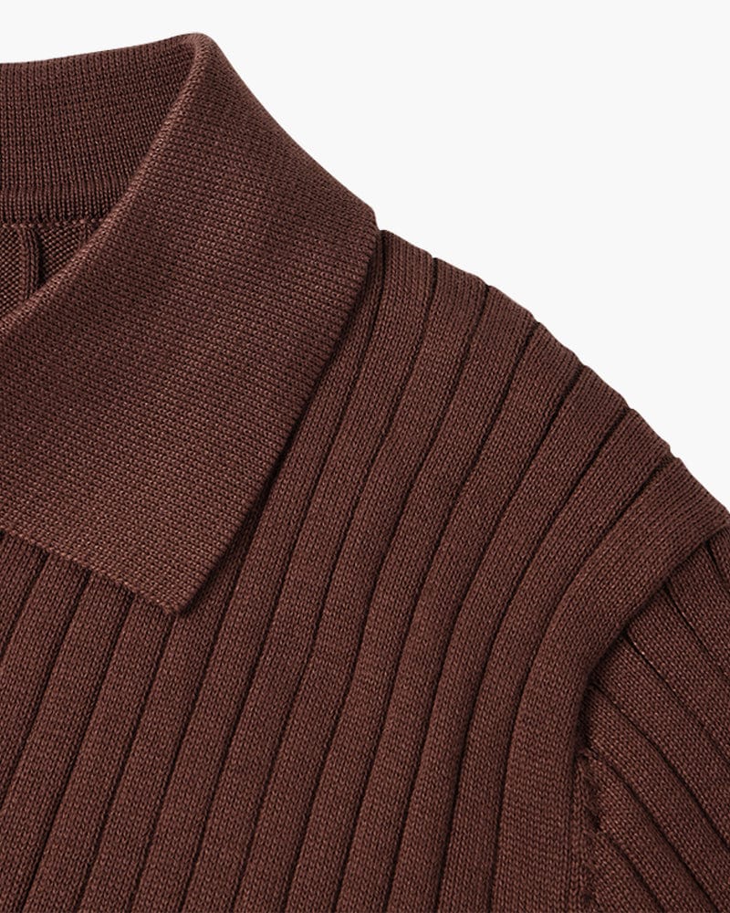 Ribbed V-Neck Polo