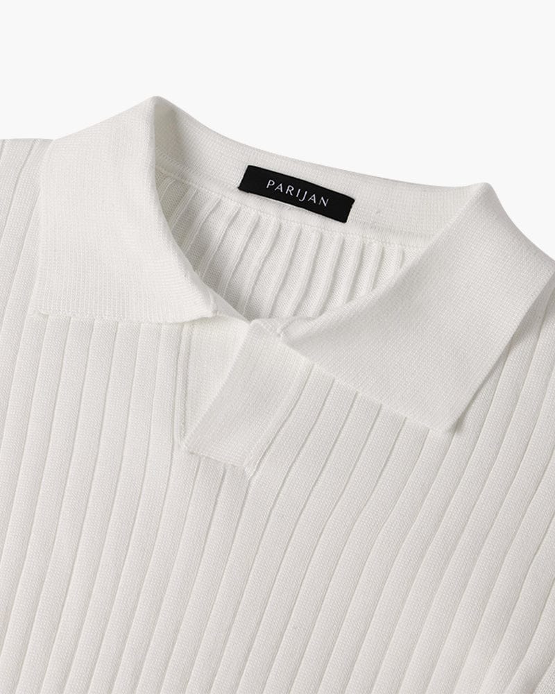 Ribbed V-Neck Polo