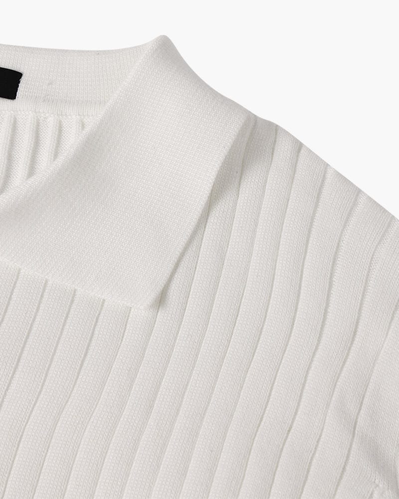 Ribbed V-Neck Polo