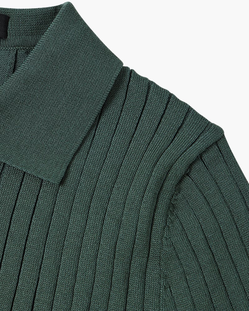 Ribbed Knit Polo