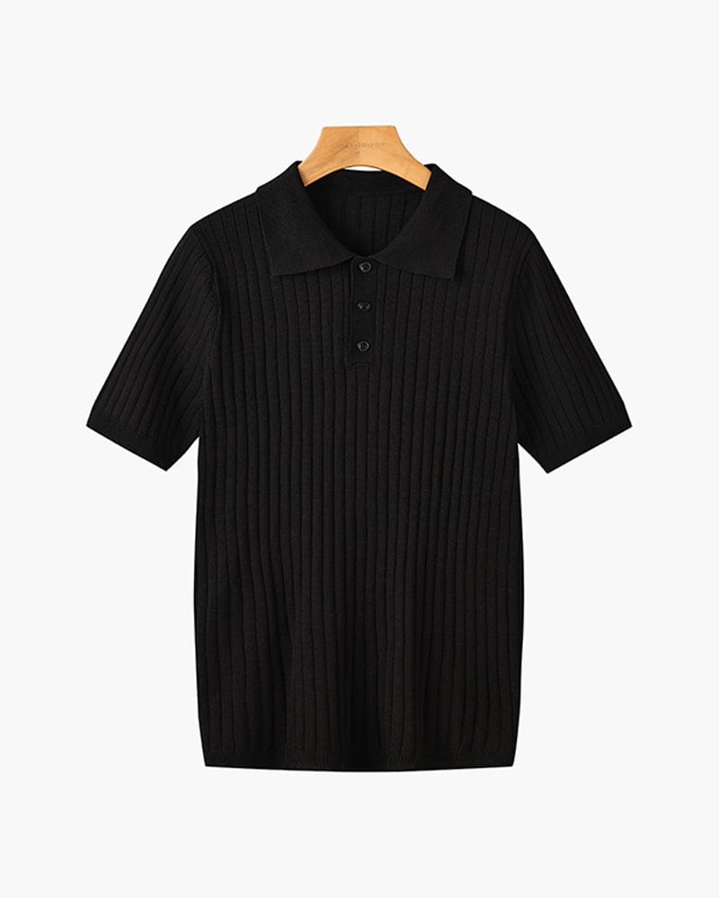 Ribbed Knit Polo
