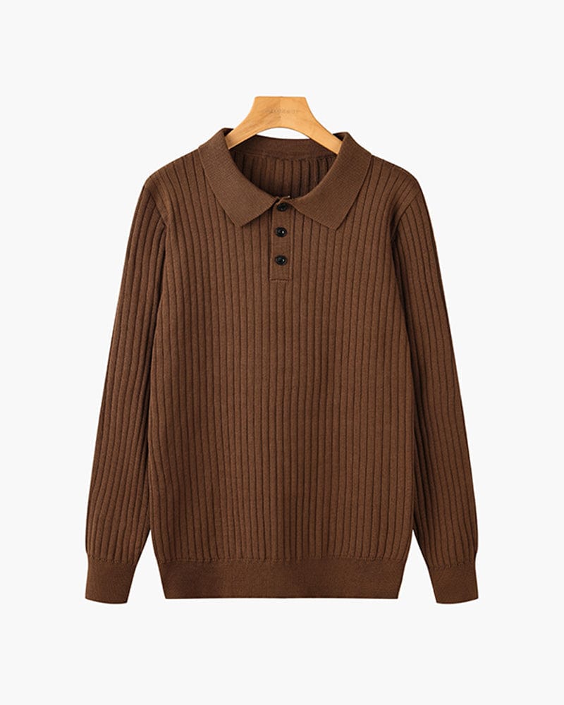 Ribbed Long-Sleeve Polo