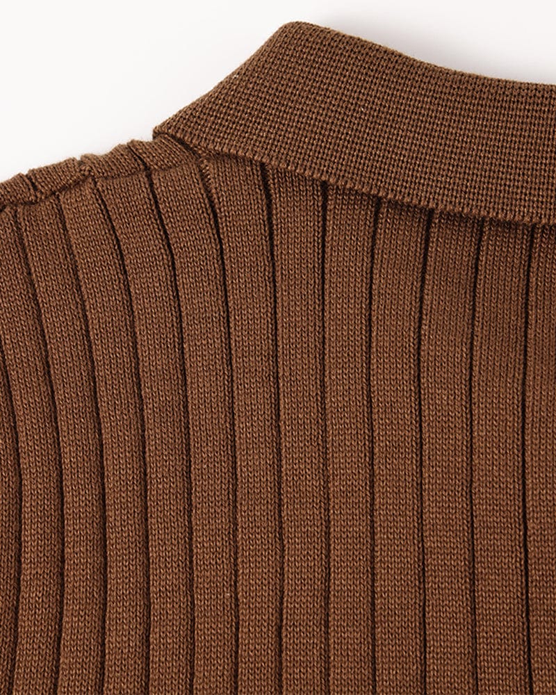 Ribbed Long-Sleeve Polo