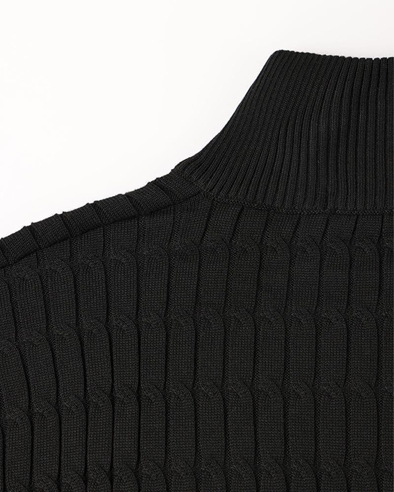 Textured Knit Half Zip Sweater